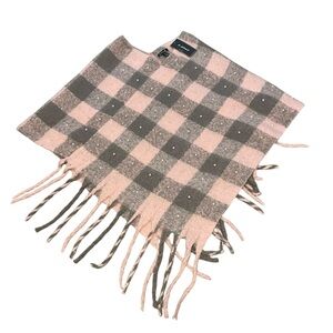 C-Mode Pink and Gray Checkered Poncho - NWT